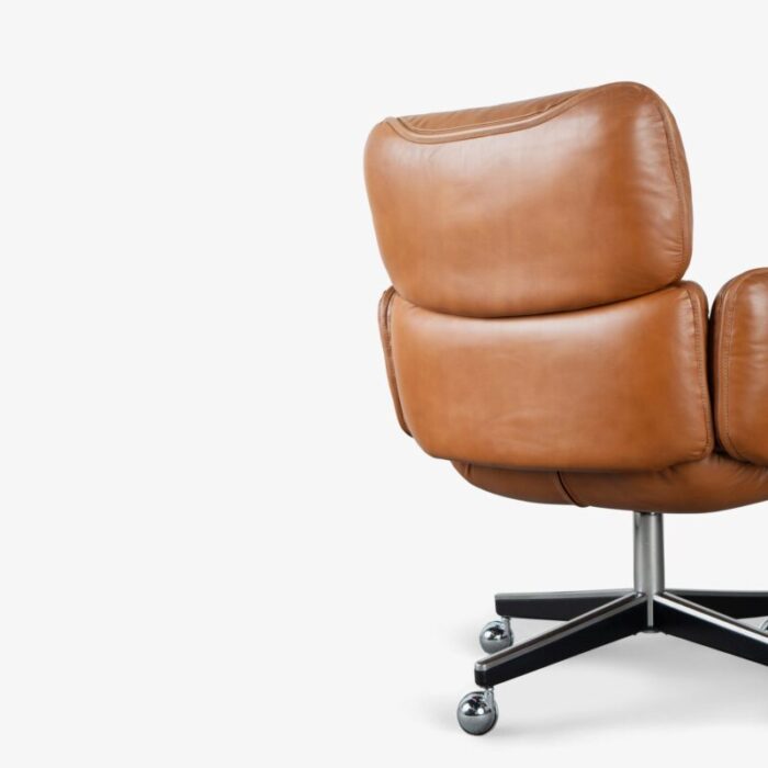 otto zapf executive chairs in original saddle brown leather by knoll 1166