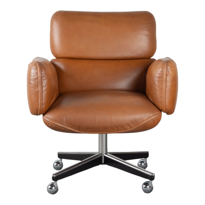 otto zapf executive chairs in original saddle brown leather by knoll 7097