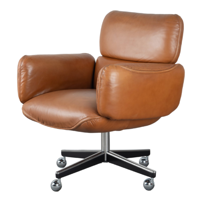 otto zapf executive chairs in original saddle brown leather by knoll 7515