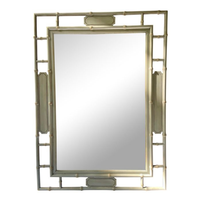 painted distressed faux bamboo mirror 0086