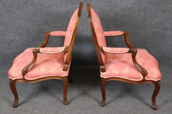 pair antique 1850s era french louis xv style armchairs with griffon upholstery 2901