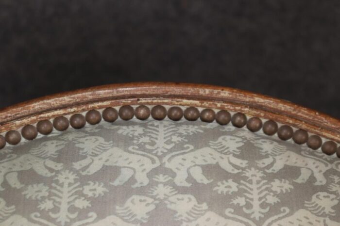 pair antique 1890s era french louis xv style wingback chairs nailhead trim 3692