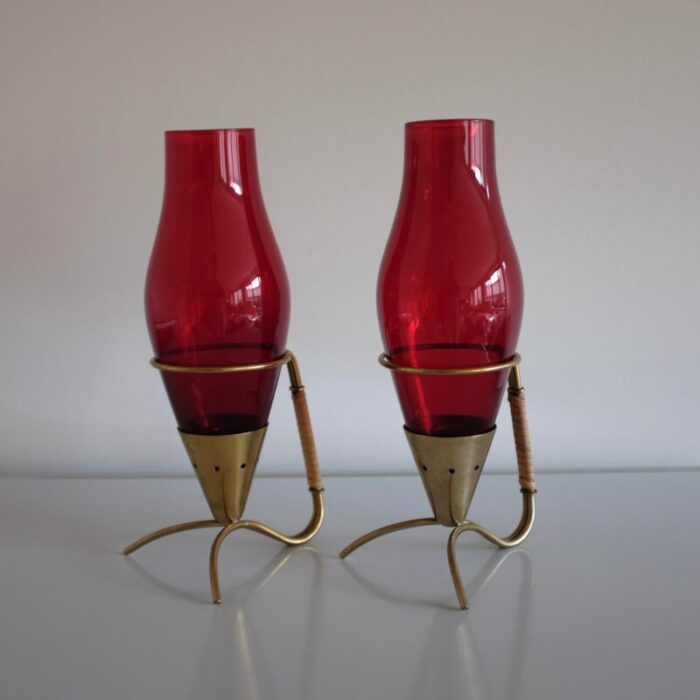 pair of 1950s brass and glass candlestick by gunnar ander ystad metall 1393