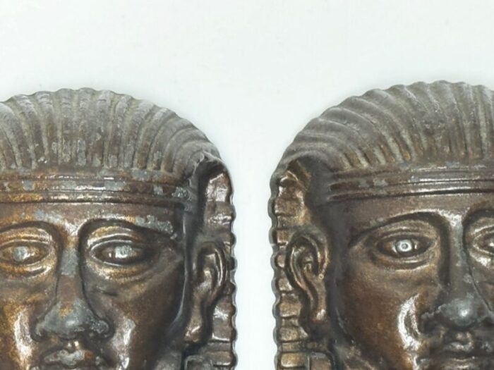 pair of 19th century egyptian sphinx mask exterior front door knockers 0659