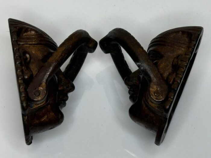 pair of 19th century egyptian sphinx mask exterior front door knockers 2153