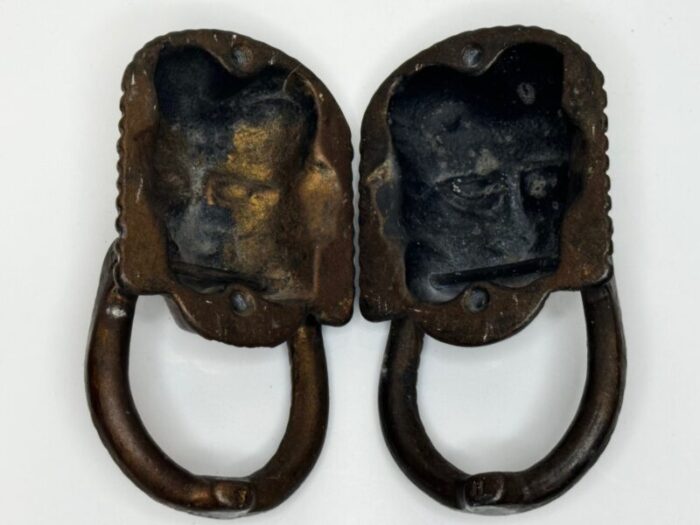 pair of 19th century egyptian sphinx mask exterior front door knockers 3610