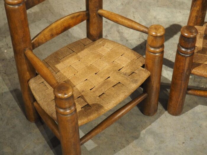 pair of circa 1940 charles dudouyt style french low chairs in carved beech 5298