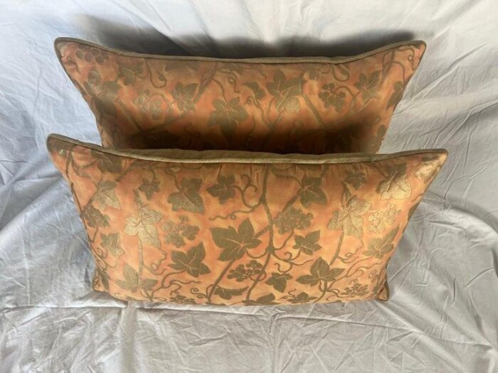 pair of ederna patterned fortuny textile pillows 1993