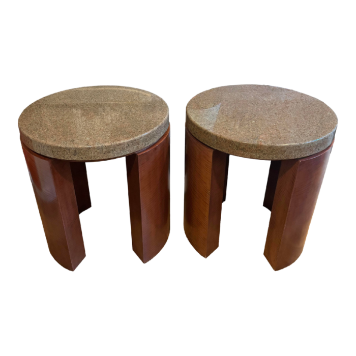 pair of granite top side tables 3657