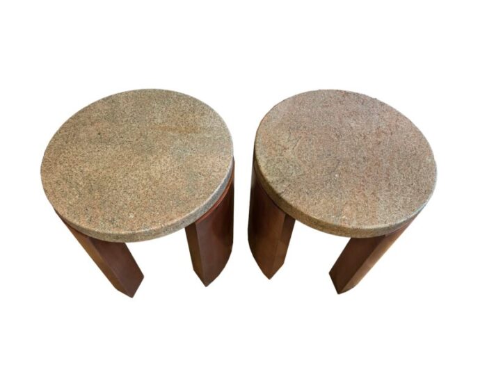 pair of granite top side tables 7388