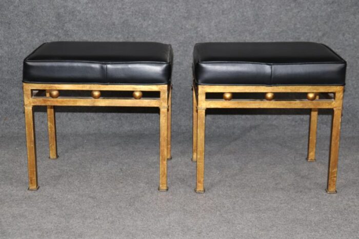 pair of hollywood regency style gilt steel benches circa 1940s 0550