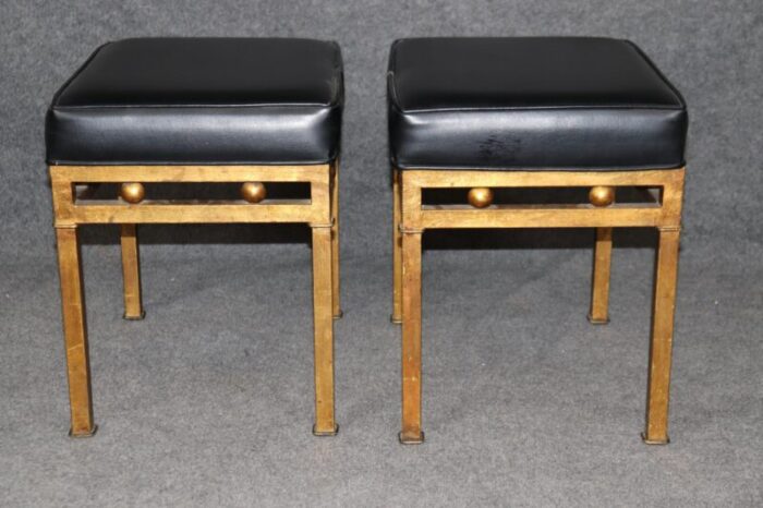 pair of hollywood regency style gilt steel benches circa 1940s 1660