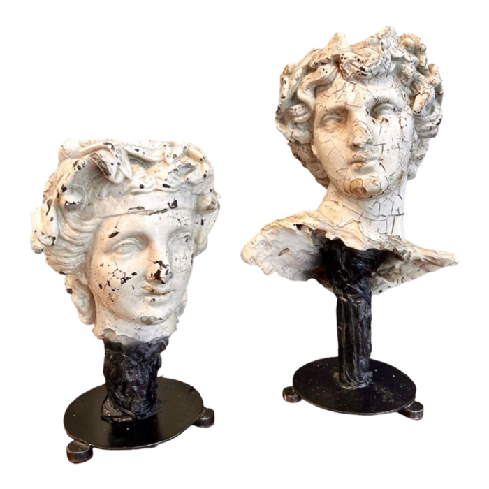 pair of late 20th century swedish plaster busts on stand 6053