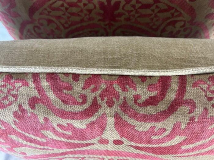 pair of orsini patterned fortuny textile pillows w velvet backs 2857