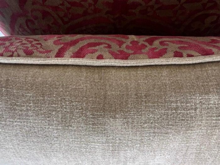 pair of orsini patterned fortuny textile pillows w velvet backs 4908