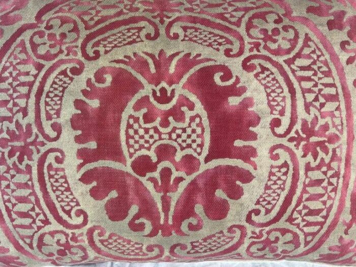 pair of orsini patterned fortuny textile pillows w velvet backs 9204