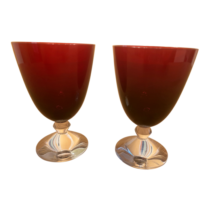 pair of red baccarat vega small glasses 1953