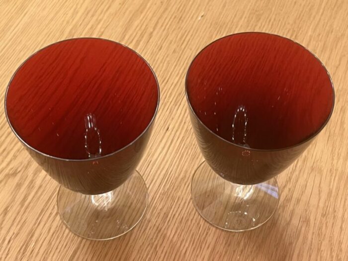 pair of red baccarat vega small glasses 8955