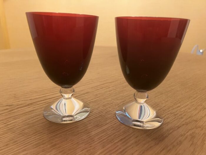 pair of red baccarat vega small glasses 9249