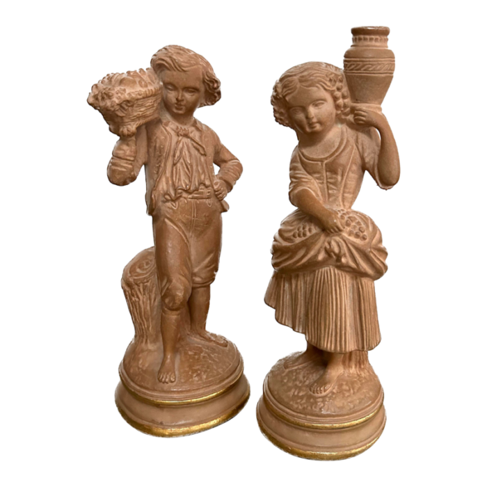 pair of vintage borghese italian chalkware figures 0007