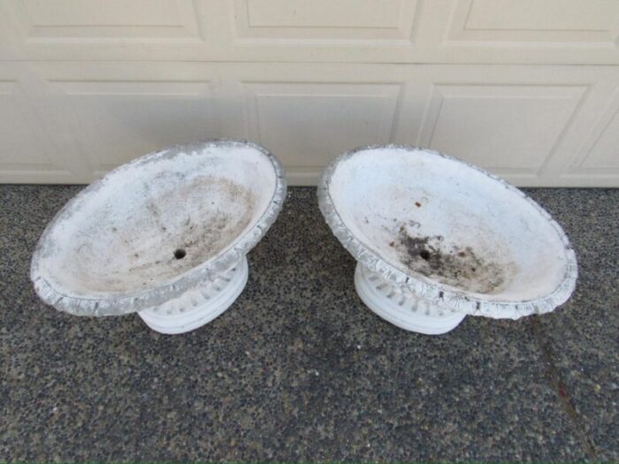 pair of vintage english concrete urn garden planters 2632