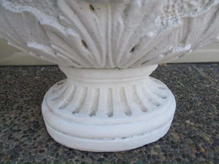 pair of vintage english concrete urn garden planters 7183