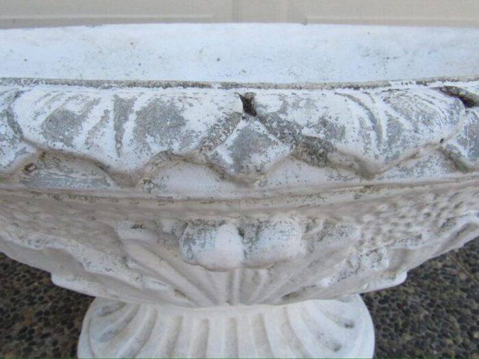 pair of vintage english concrete urn garden planters 8993