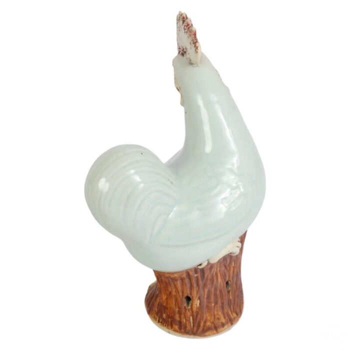 pair of vintage porcelain rooster statues 7986