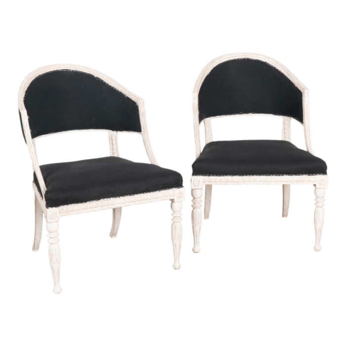 pair of white gustavian armchairs sweden circa 1810 7601