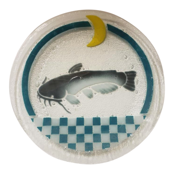 peggy karr fused glass fish and moon platter 21st century 7763