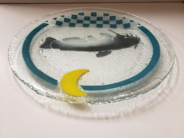 peggy karr fused glass fish and moon platter 21st century 8523