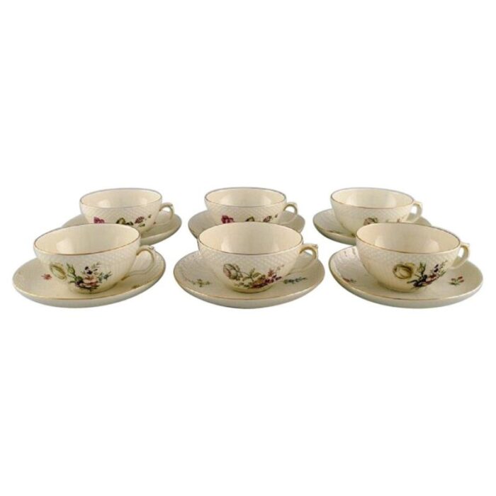 porcelain frijsenborg teacups with saucers from royal copenhagen 1950s set of 12 1