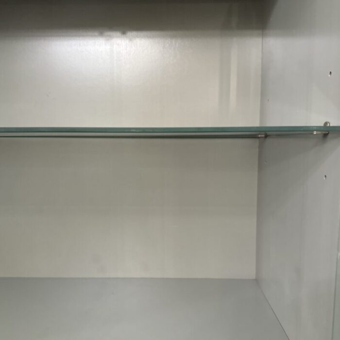 post modern vintage gray wall shelving unit glass shelves 1996