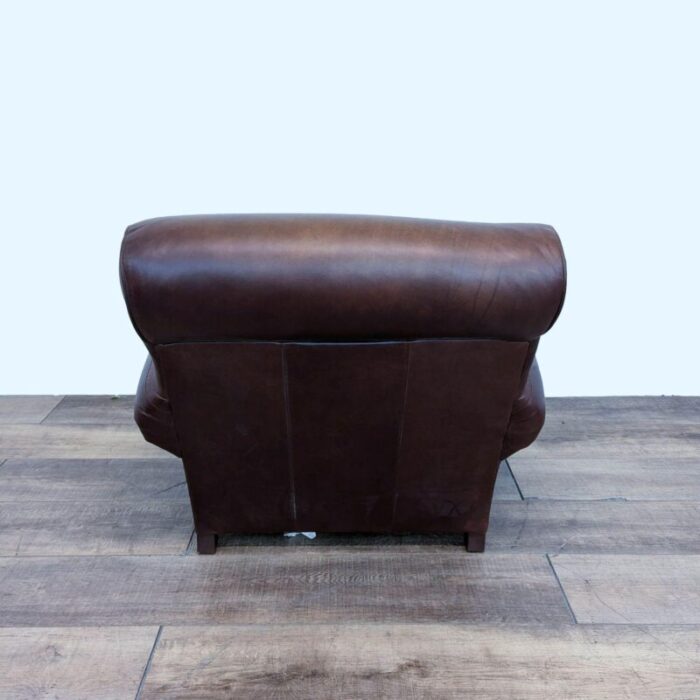 pottery barn manhattan brown leather roll arm lounge chair 1693