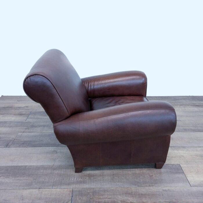 pottery barn manhattan brown leather roll arm lounge chair 8930