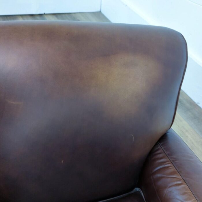 pottery barn manhattan brown leather roll arm lounge chair 9337