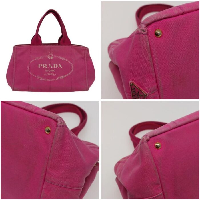 prada canapa mm hand bag denim pink auth 78268 5501