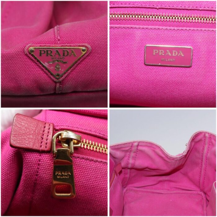 prada canapa mm hand bag denim pink auth 78268 6285