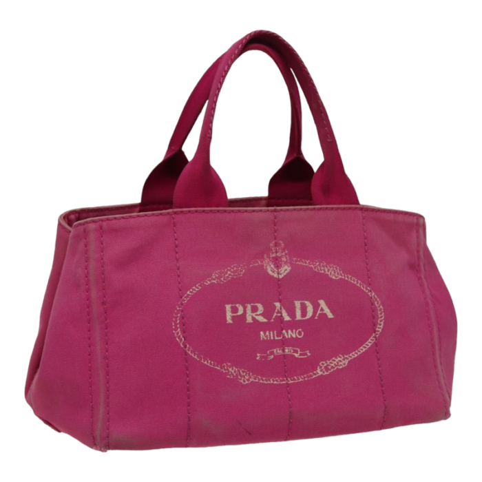 prada canapa mm hand bag denim pink auth 78268 7924