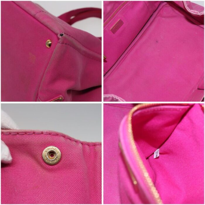 prada canapa mm hand bag denim pink auth 78268 9135