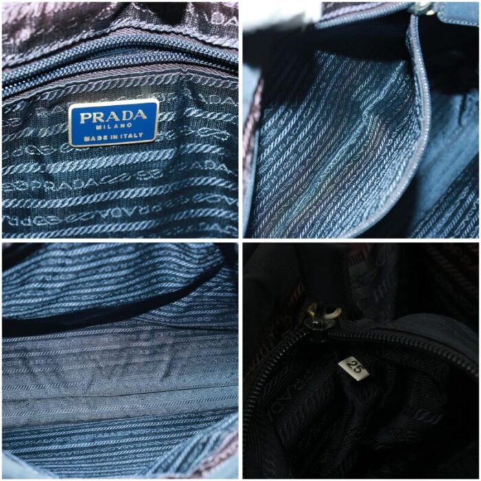 prada hand bag nylon navy auth yk13223 9312