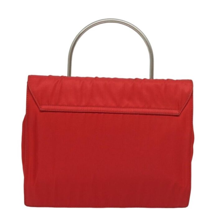 prada hand bag nylon red auth 78079 2660