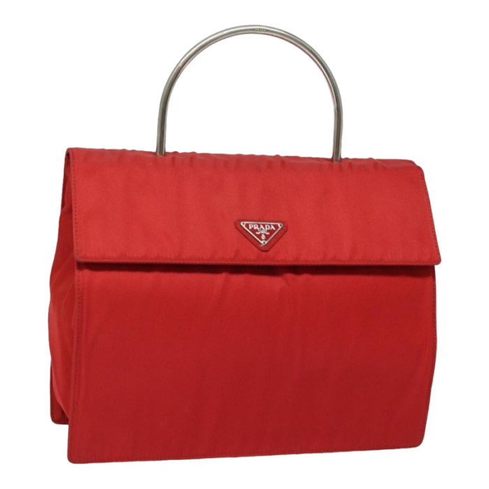 prada hand bag nylon red auth 78079 4961