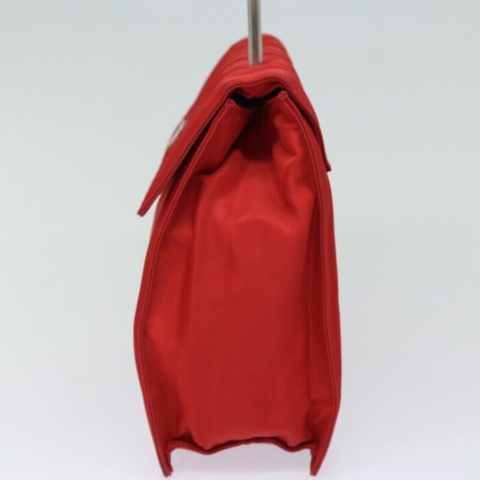 prada hand bag nylon red auth 78079 7553