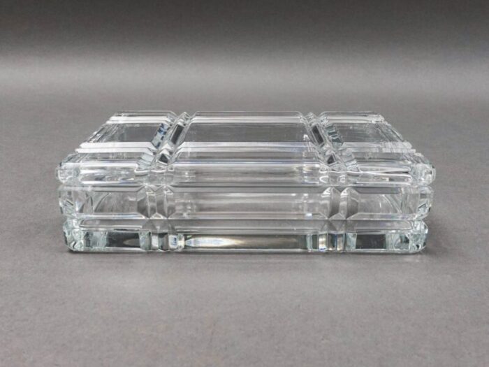 ralph lauren vintage glen plaid crystal cut glass trinket dresser box 7798