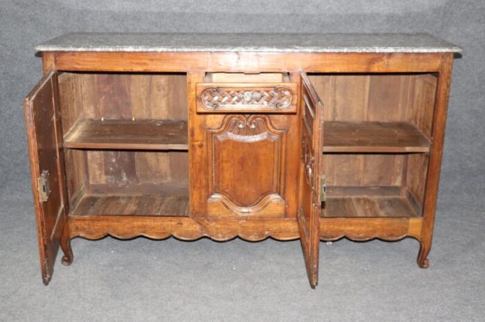 rare marble top period country french antique marble top sideboard 0969