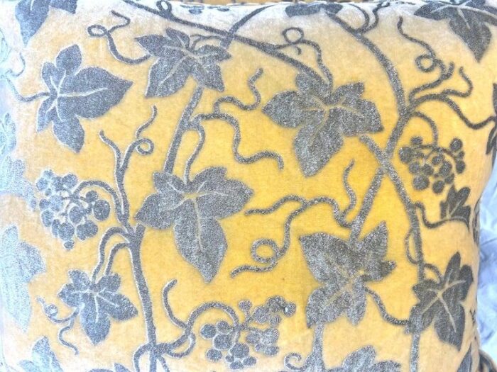 rare pair of edera patterned fortuny velvet textile pillows 2191