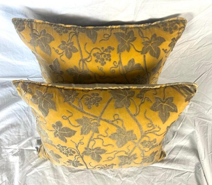 rare pair of edera patterned fortuny velvet textile pillows 6569