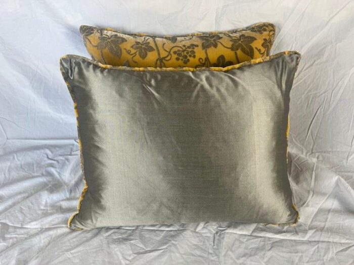 rare pair of edera patterned fortuny velvet textile pillows 7267