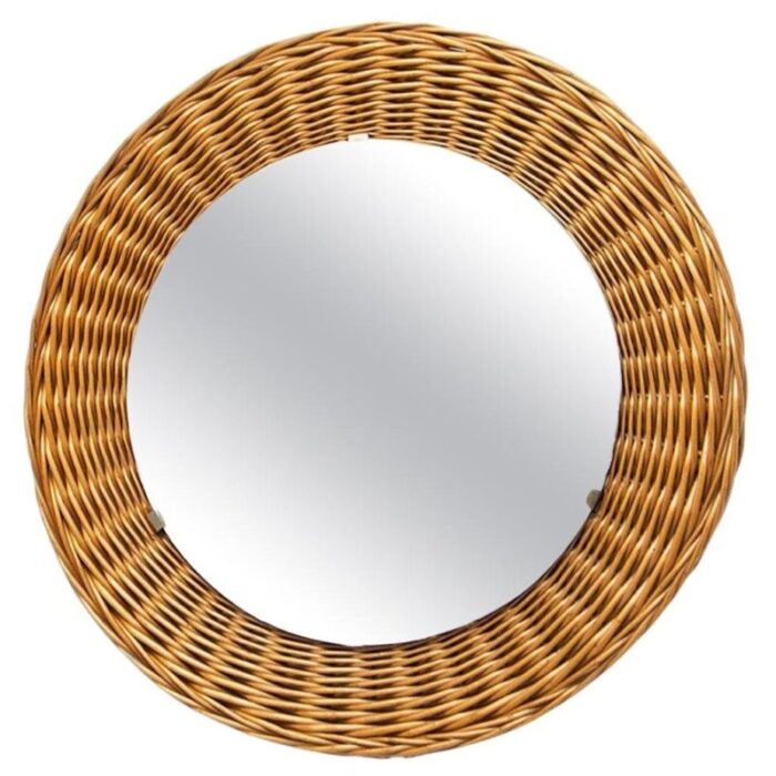 rattan mirror attributed to jan kalous for uluv czechoslovakia 1960s 1